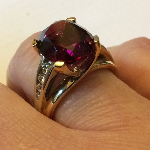 FINAL SALE PRICE HUGE 14K Rhodolite Garnet & Diamond Ring - Picture 7 of 13